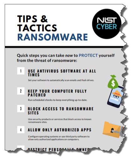 Figure 1 - NIST's Ransomware Prevention and Response Infographic
